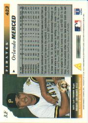 1996 Score #423 Orlando Merced back image