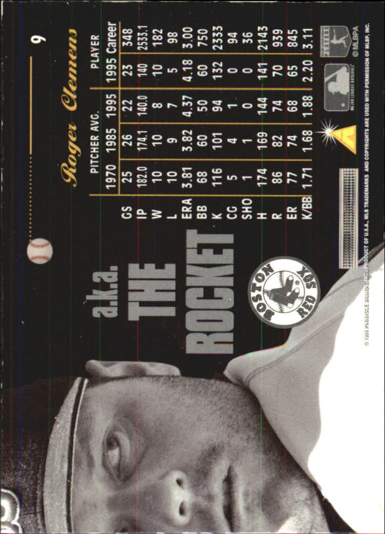 1996 Pinnacle Aficionado #9 Roger Clemens back image