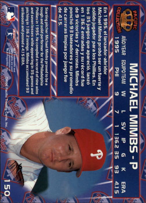 1996 Pacific #150 Michael Mimbs back image