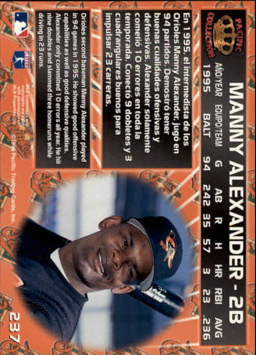 1996 Pacific #237 Manny Alexander back image