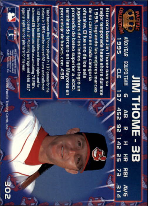 1996 Pacific #302 Jim Thome back image