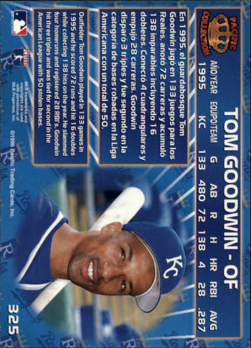1996 Pacific #325 Tom Goodwin back image
