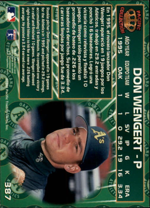 1996 Pacific #387 Don Wengert back image