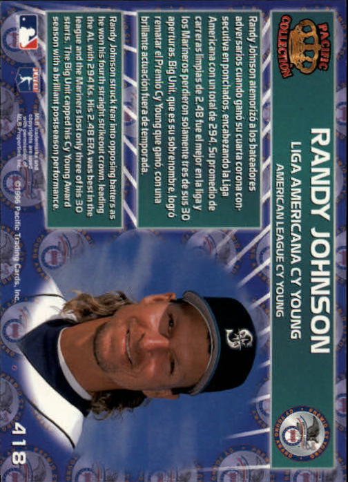 1996 Pacific #418 Randy Johnson CY back image