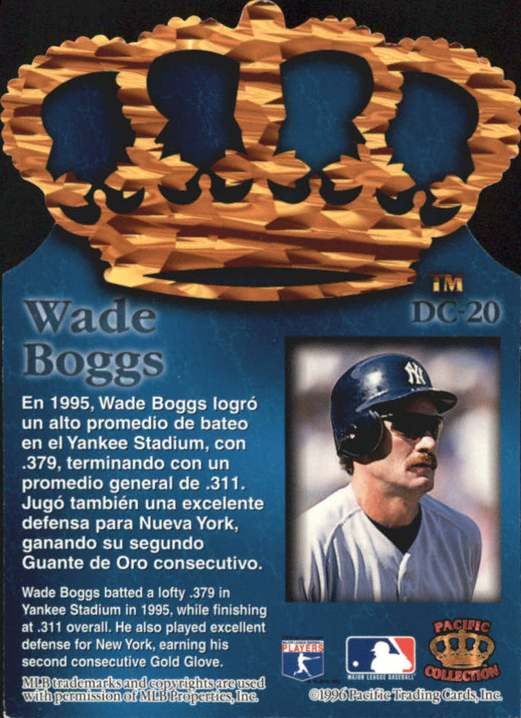1996 Pacific Gold Crown Die Cuts #DC20 Wade Boggs back image