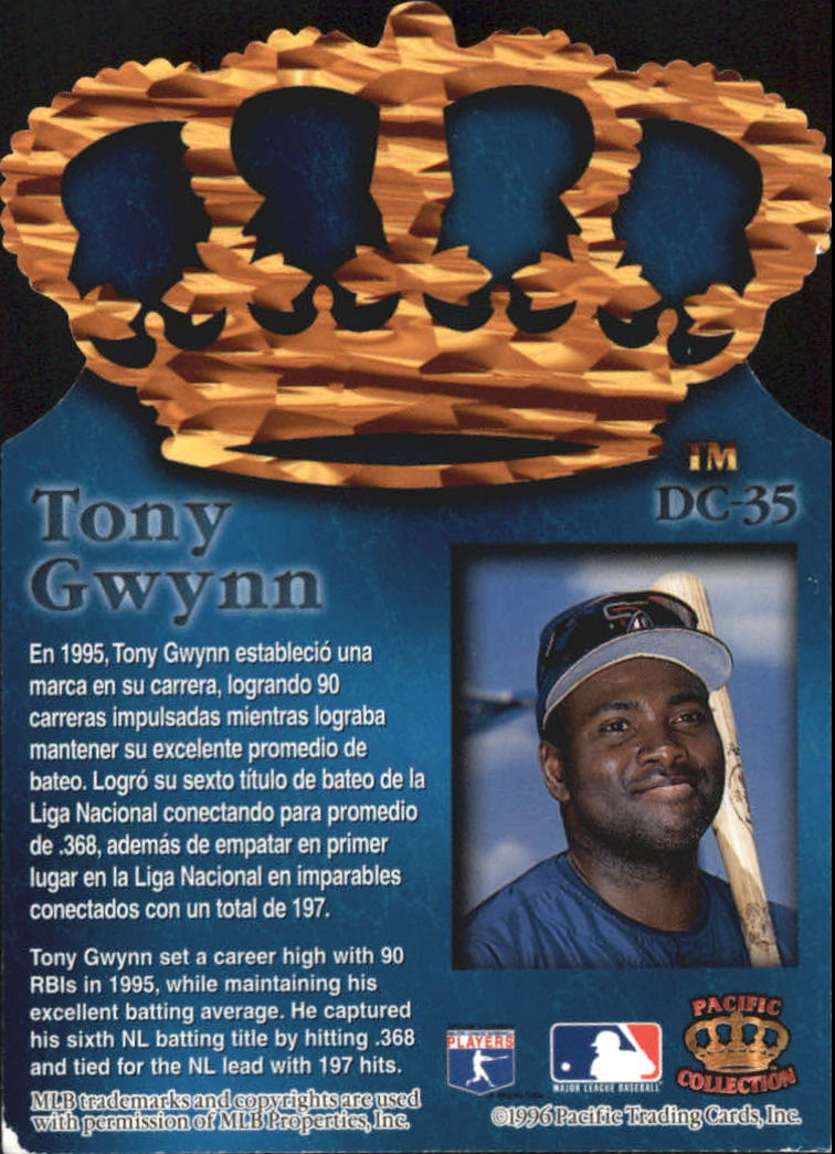 1996 Pacific Gold Crown Die Cuts #DC35 Tony Gwynn back image