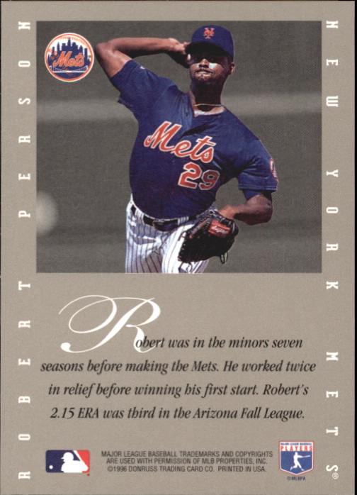 1996 Leaf Signature Extended Autographs #156 Robert Person back image