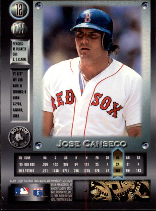 1996 Metal Universe #12 Jose Canseco back image