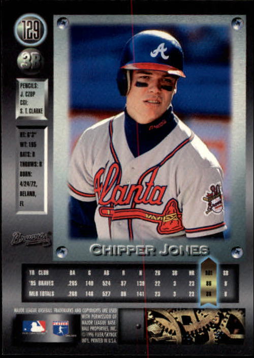 1996 Metal Universe #129 Chipper Jones back image