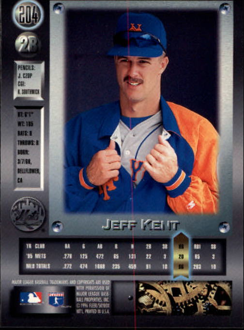 1996 Metal Universe #204 Jeff Kent back image
