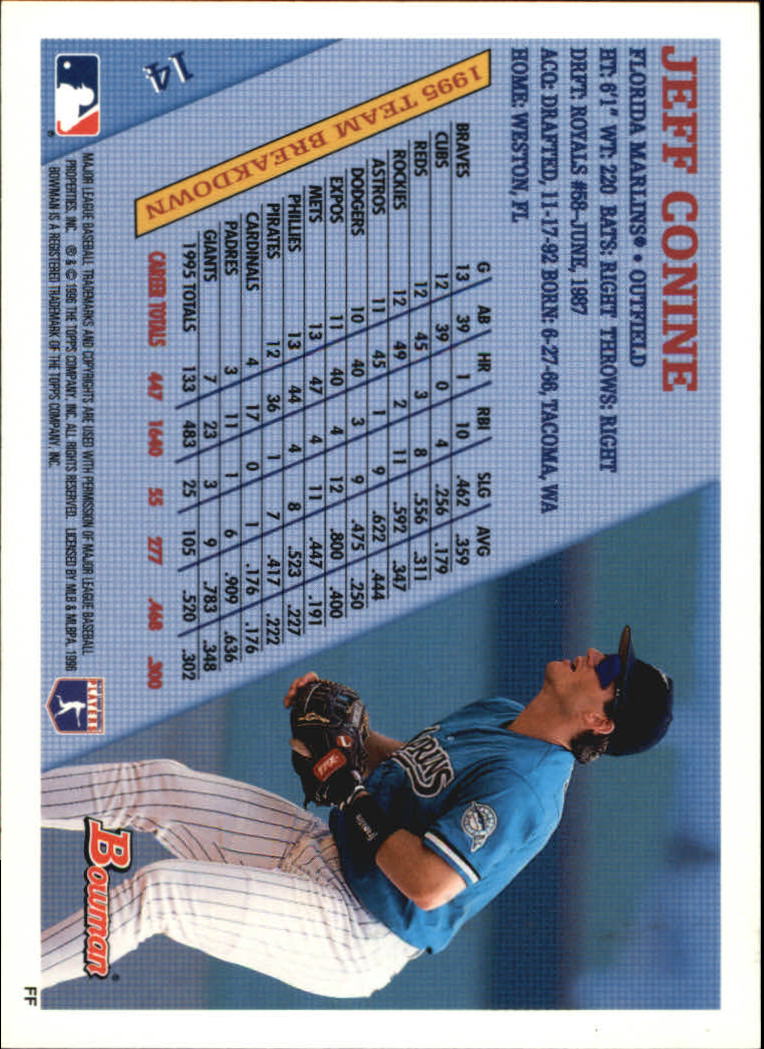 1996 Bowman #14 Jeff Conine back image