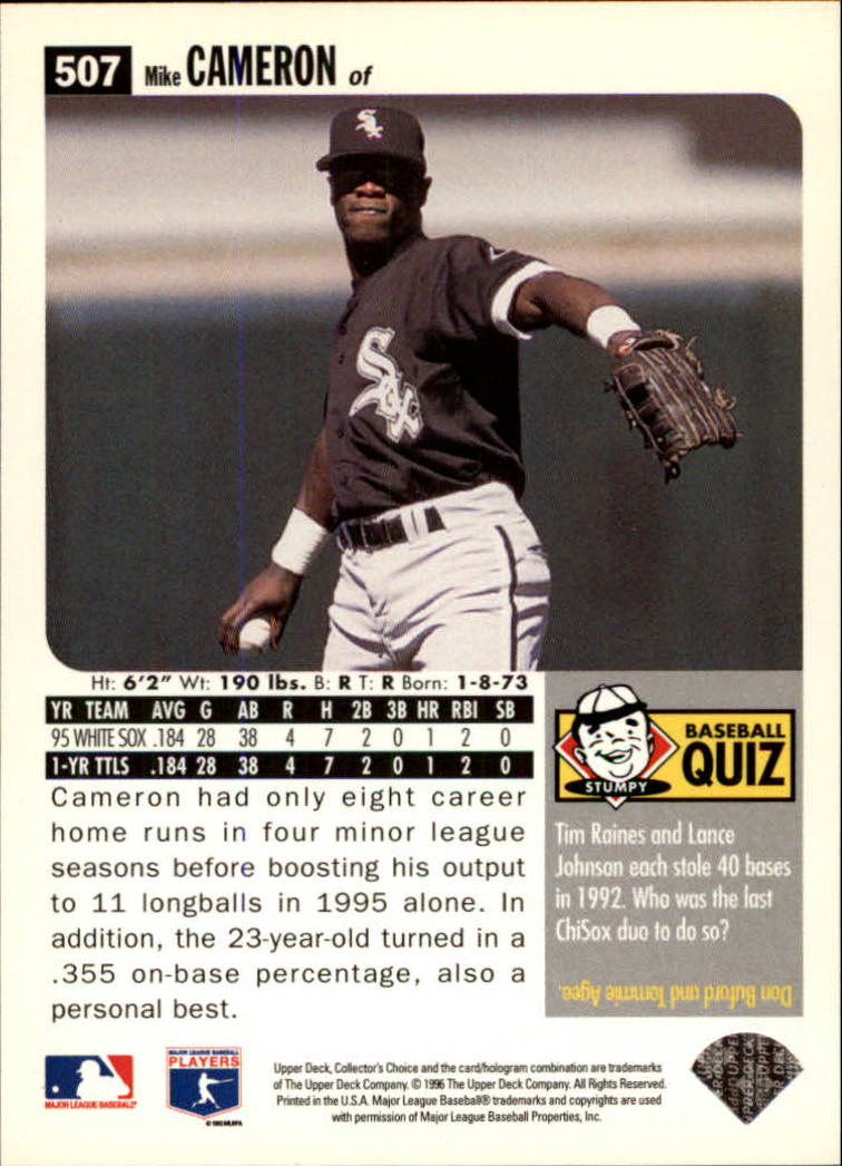 1996 Collector's Choice Gold Signature #507 Mike Cameron back image