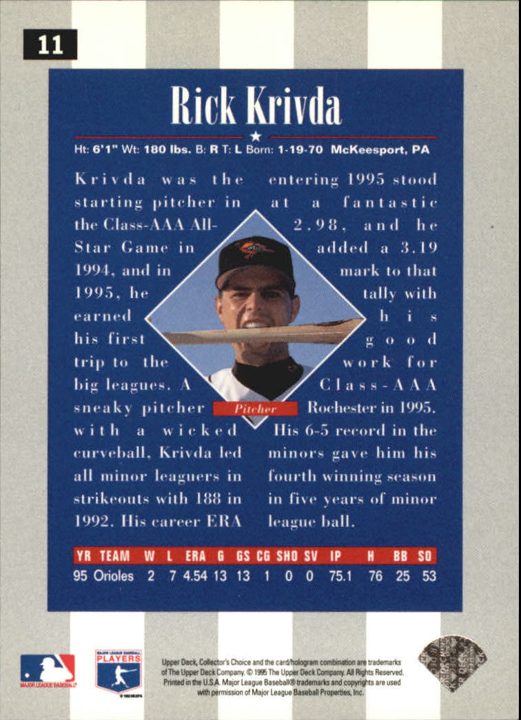 1996 Collector's Choice Silver Signature #11 Rick Krivda back image