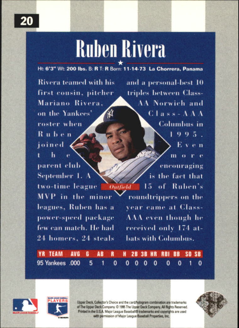 1996 Collector's Choice Silver Signature #20 Ruben Rivera back image