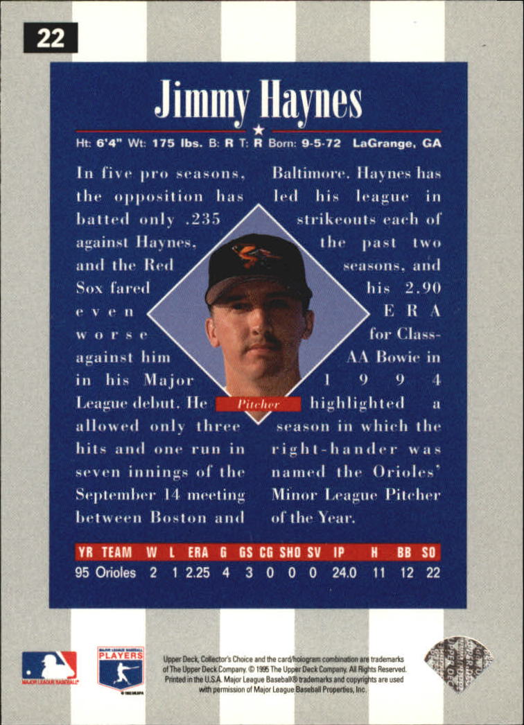 1996 Collector's Choice Silver Signature #22 Jimmy Haynes back image