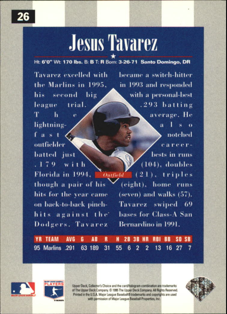 1996 Collector's Choice Silver Signature #26 Jesus Tavarez back image