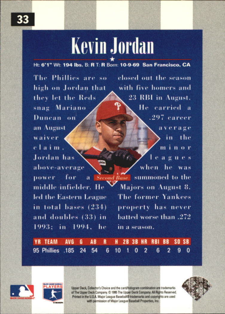 1996 Collector's Choice Silver Signature #33 Kevin Jordan back image