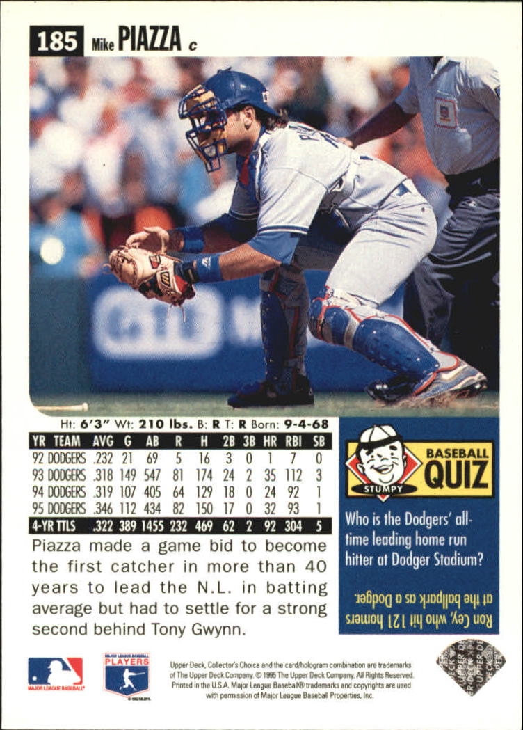 1996 Collector's Choice Silver Signature #185 Mike Piazza back image