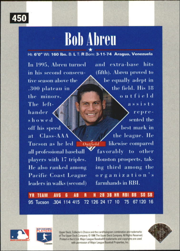 1996 Collector's Choice Silver Signature #450 Bob Abreu back image