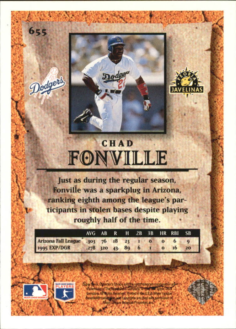 1996 Collector's Choice Silver Signature #655 Chad Fonville AFL back image