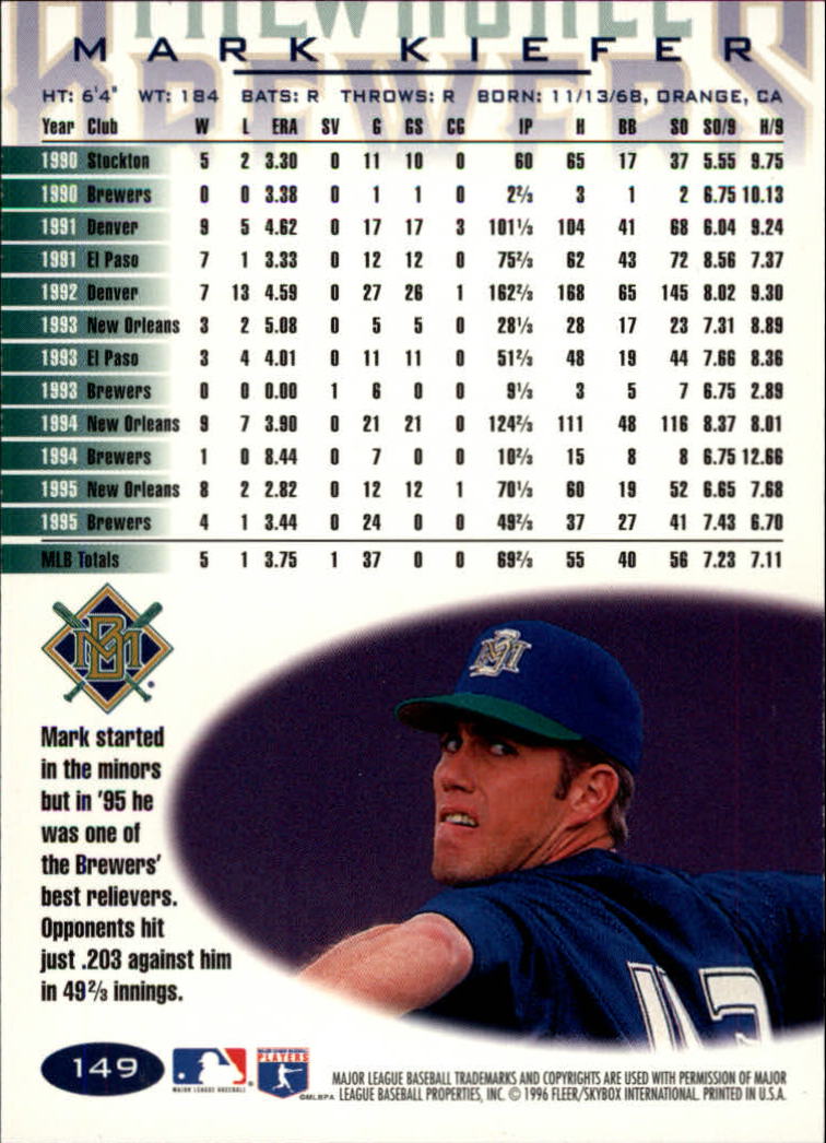 A5006- 1996 Fleer Tiffany Baseball Karte #S 1-250 -du Pick- 15 + Gratis US - Bild 197 von 355