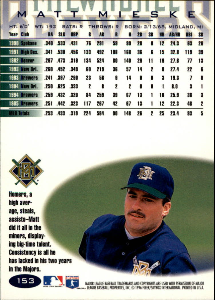 A5006- 1996 Fleer Tiffany Baseball Karte #S 1-250 -du Pick- 15 + Gratis US - Bild 203 von 355