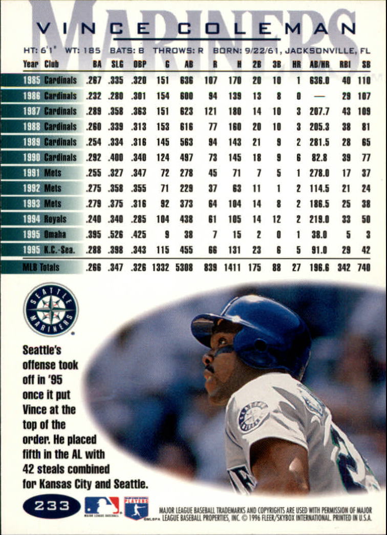 A5006- 1996 Fleer Tiffany Baseball Karte #S 1-250 -du Pick- 15 + Gratis US - Bild 331 von 355