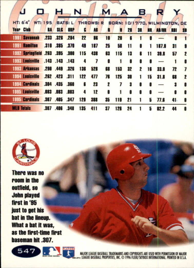 1996 Fleer Baseball "Tiffany" Parallel Cards - Picture 165 of 181