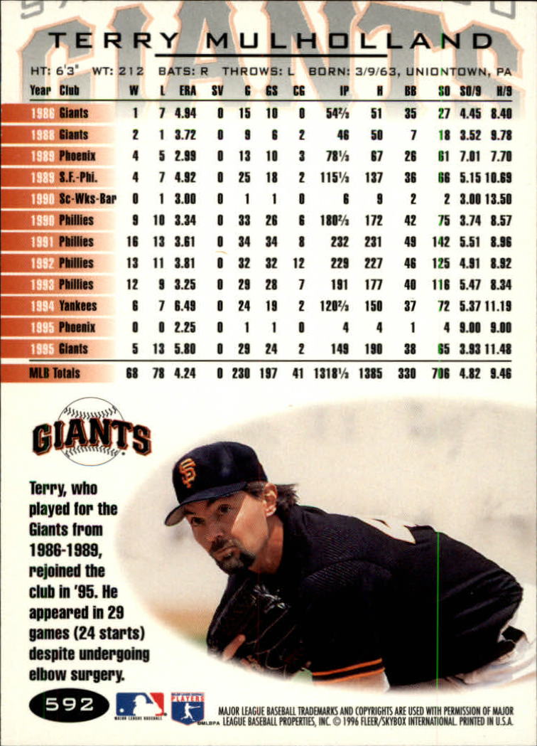 1996 Fleer Baseball "Tiffany" Parallel Cards - Picture 181 of 181