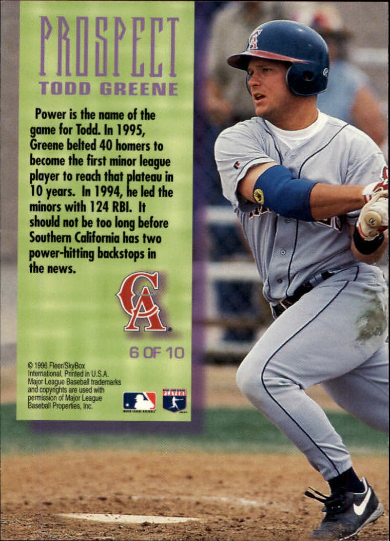 1996 Fleer Prospects #6 Todd Greene back image