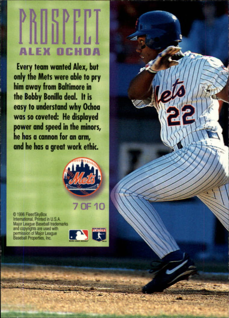 1996 Fleer Prospects #7 Alex Ochoa back image