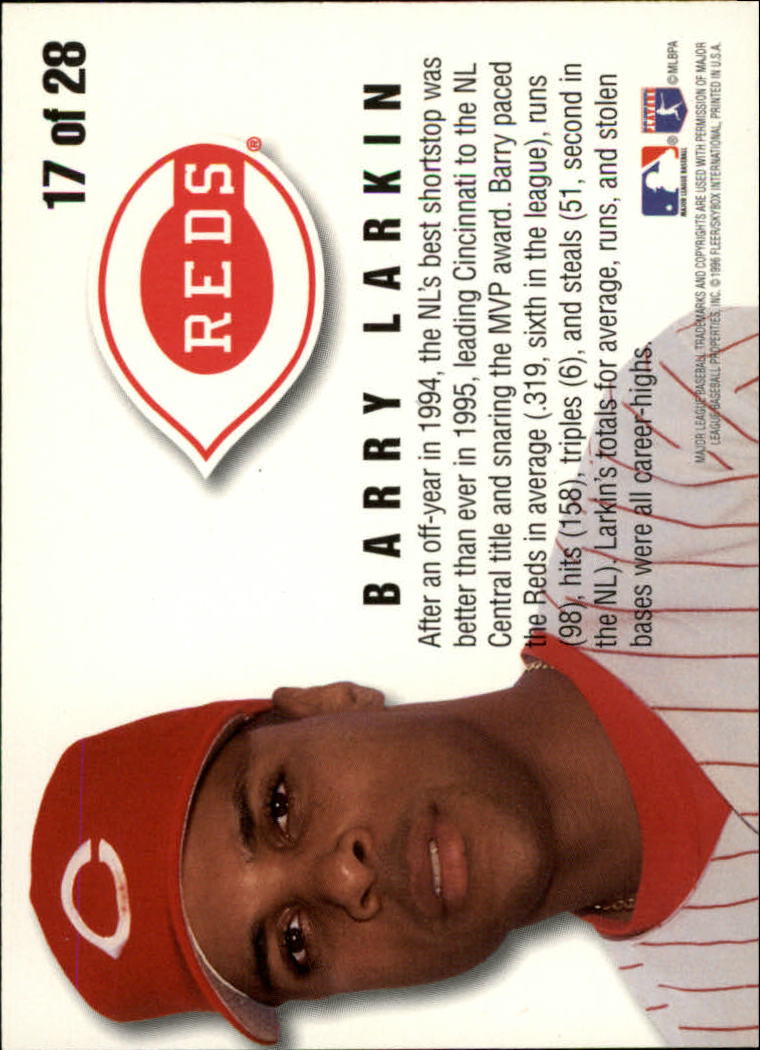 1996 Fleer Baseball "Team Leaders" Insert Cards - Picture 15 of 19