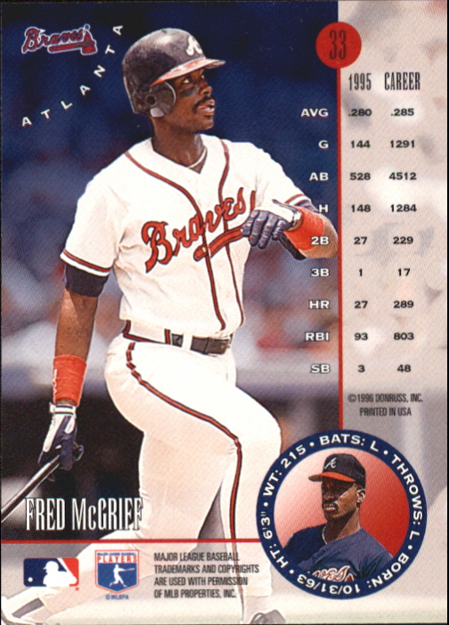 1996 Leaf Silver Press Proofs #33 Fred McGriff back image