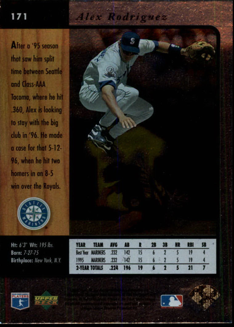1996 SP #171 Alex Rodriguez back image
