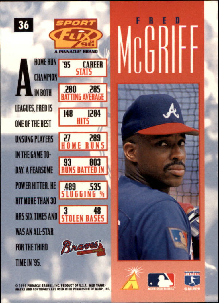 1996 Sportflix #36 Fred McGriff back image