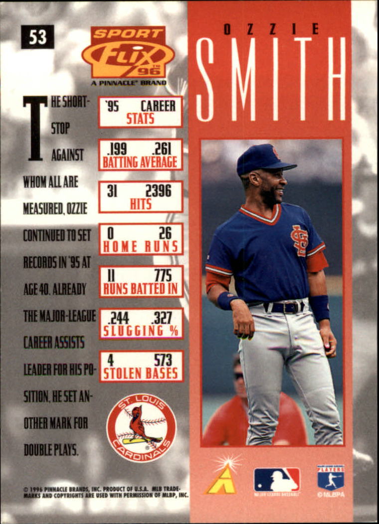 1996 Sportflix #53 Ozzie Smith back image