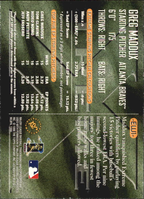 1996 Stadium Club Extreme Winners Bronze #EW1 Greg Maddux - NM-MT