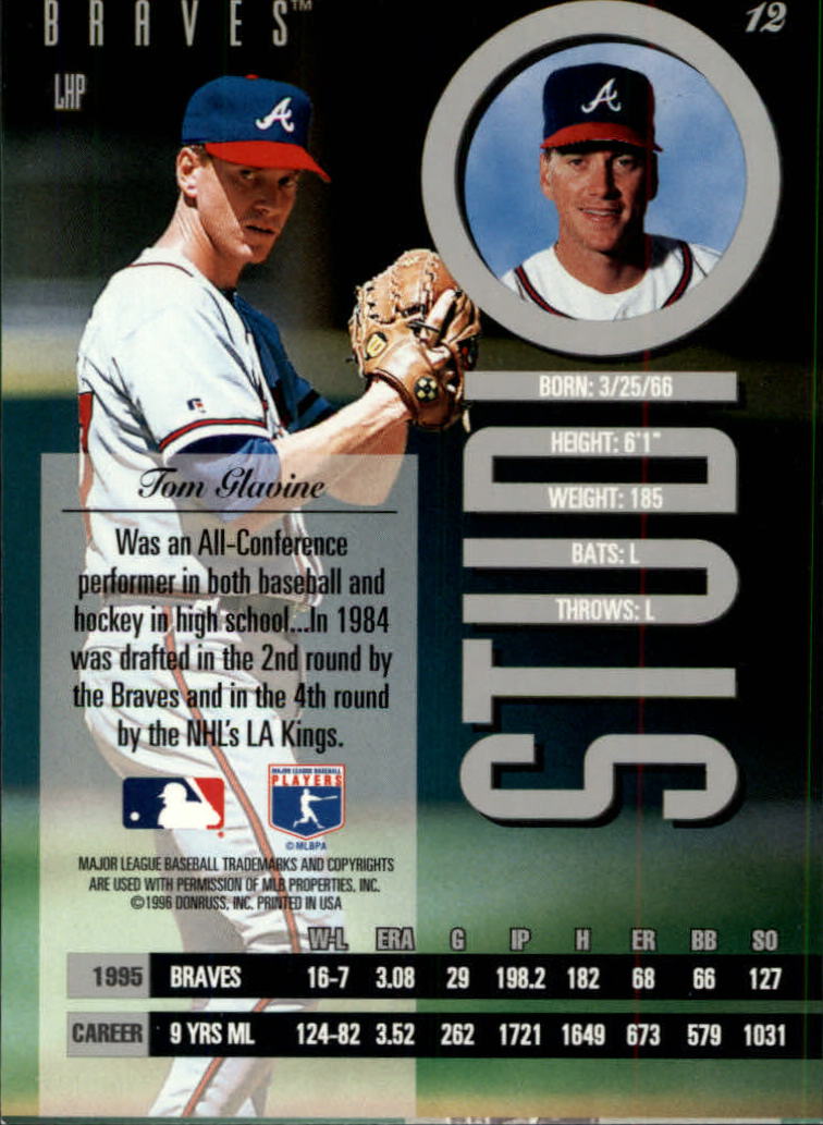 1996 Studio #12 Tom Glavine back image