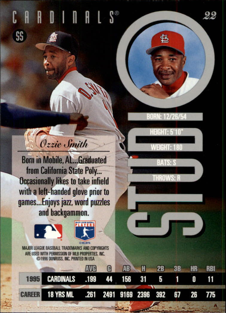 1996 Studio #22 Ozzie Smith - NM-MT