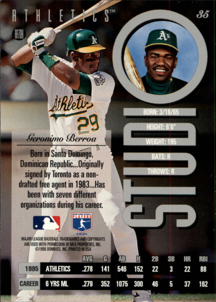 1996 Studio #35 Geronimo Berroa back image