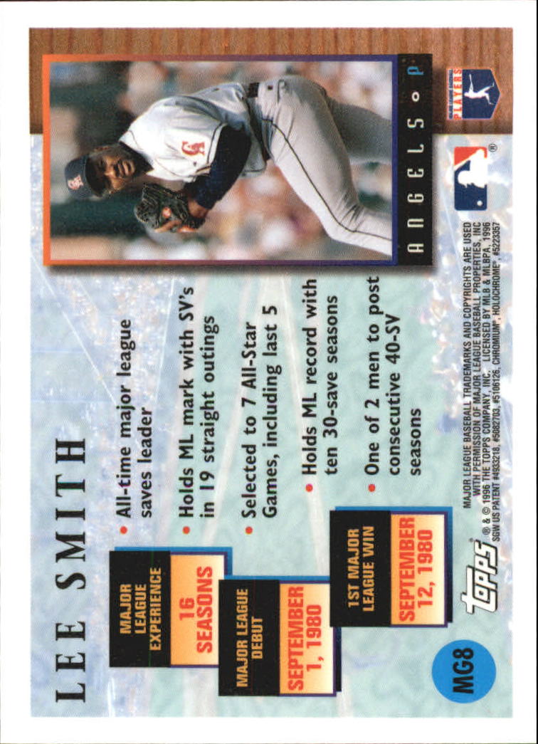 1996 Topps Chrome Masters of the Game #8 Lee Smith back image