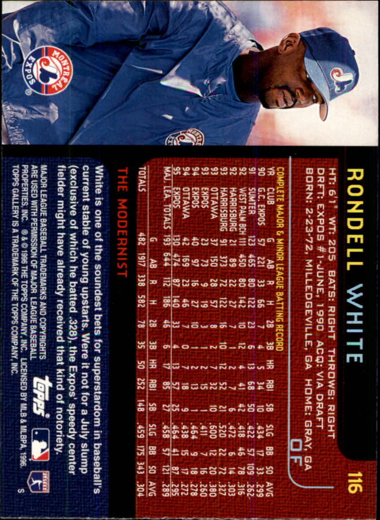 1996 Topps Gallery #116 Rondell White back image