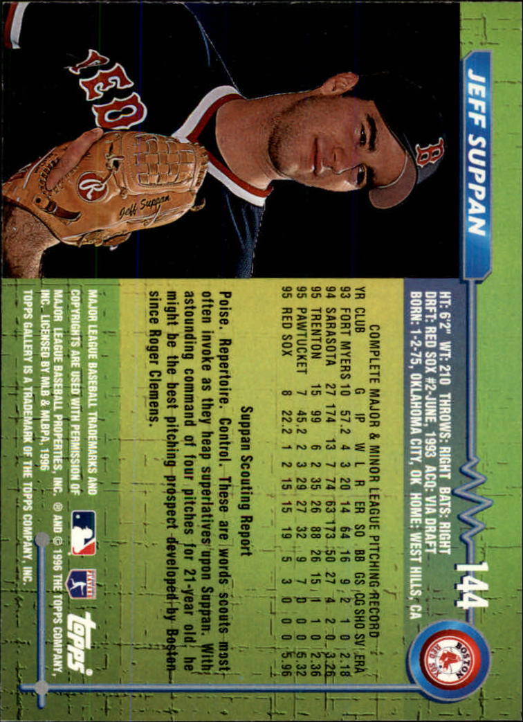 1996 Topps Gallery #144 Jeff Suppan back image