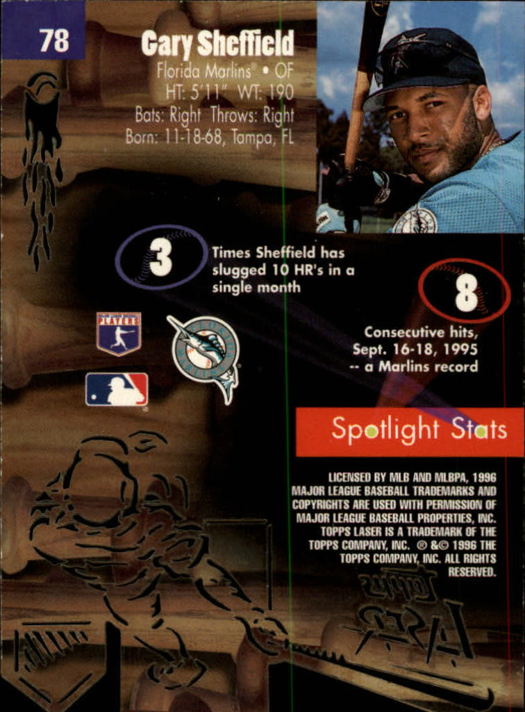 1996 Topps Laser #78 Gary Sheffield back image