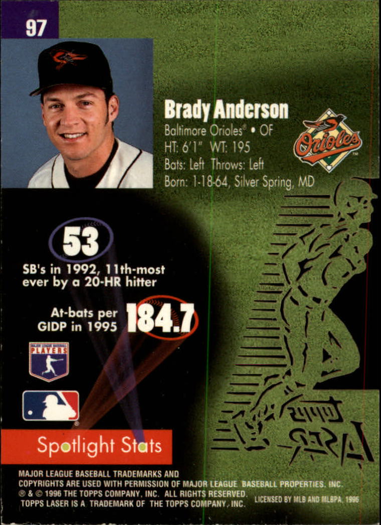 1996 Topps Laser - [Base] #97 - Brady Anderson [EX to NM]