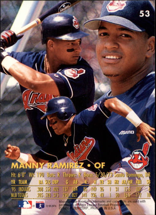 1996 Ultra #53 Manny Ramirez back image