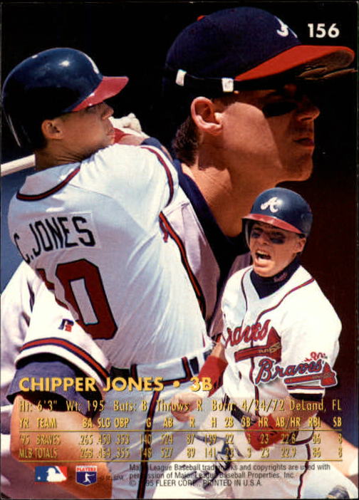 1996 Ultra #156 Chipper Jones back image