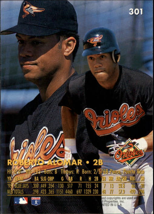 1996 Ultra #301 Roberto Alomar back image