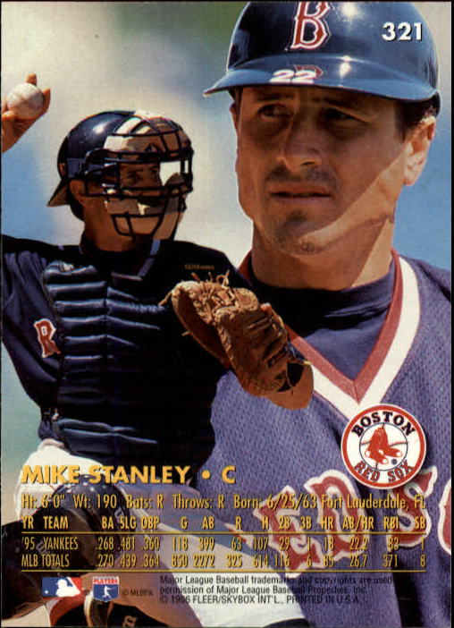 1996 Ultra #321 Mike Stanley back image