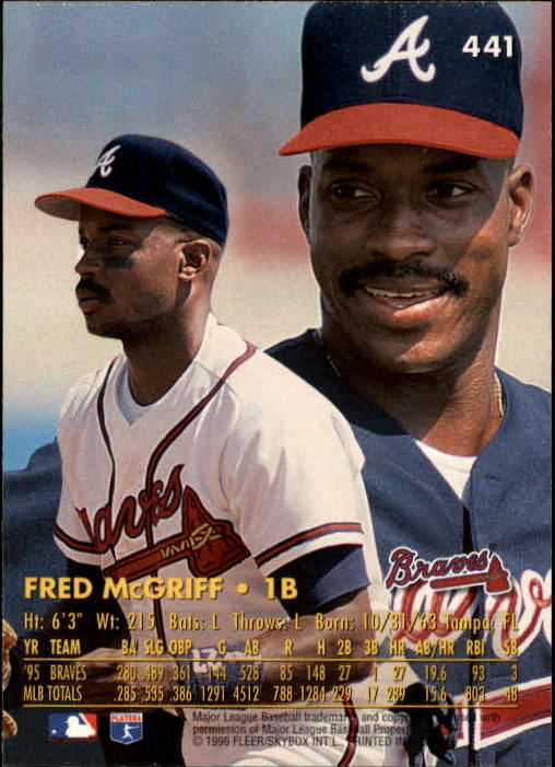 1996 Ultra #441 Fred McGriff back image